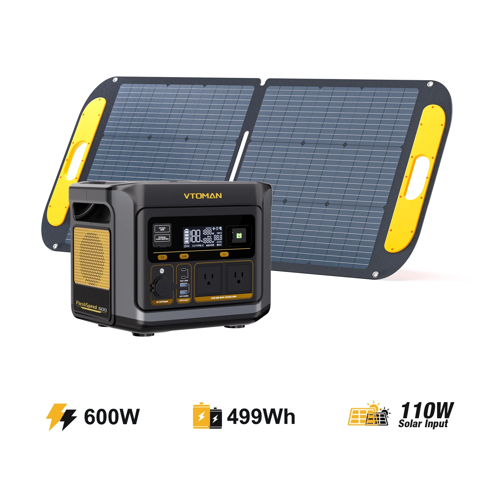VTOMAN FlashSpeed 600 Portable Power Station - Image 5