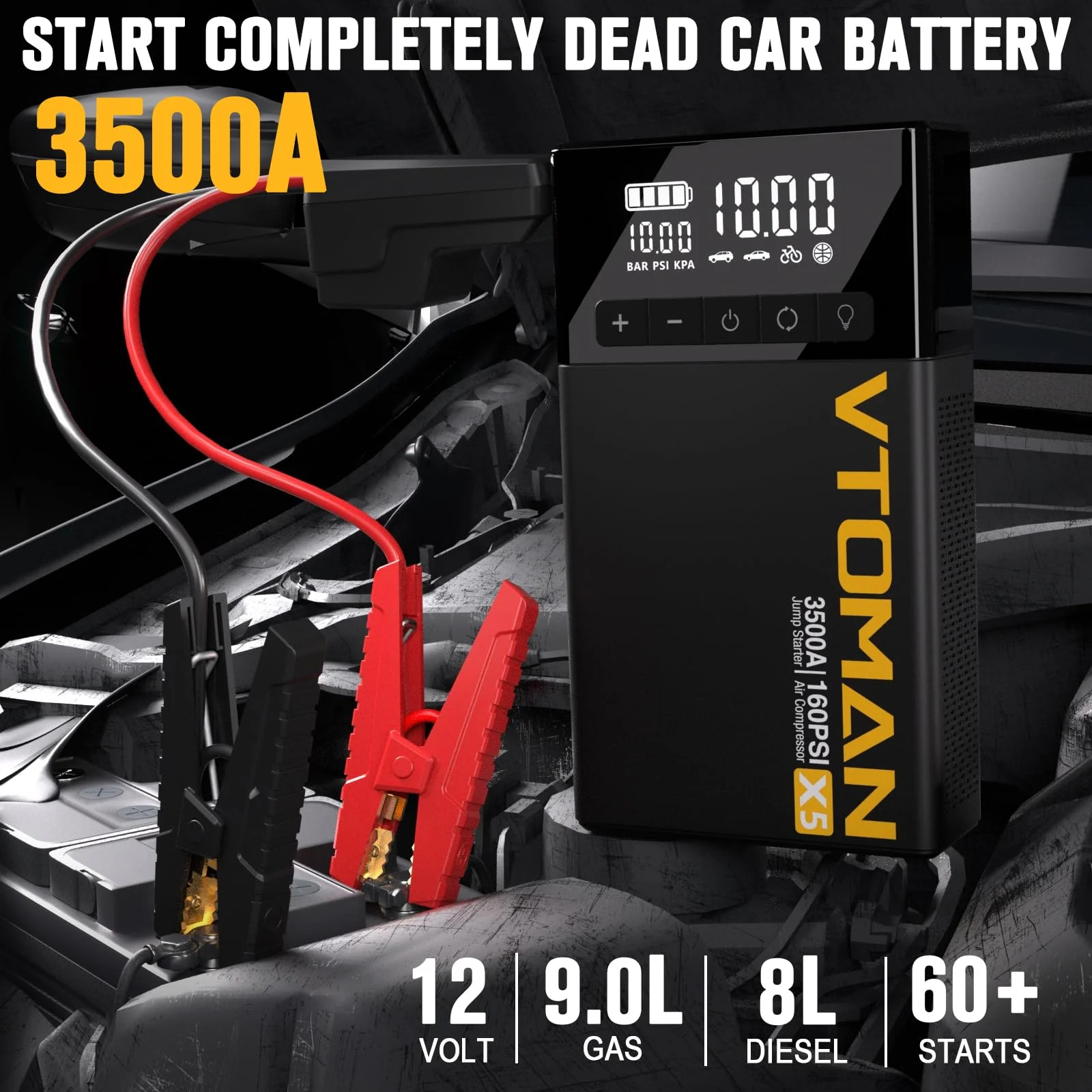 VTOMAN X5 Jump Starter with Air Compressor - Image 3
