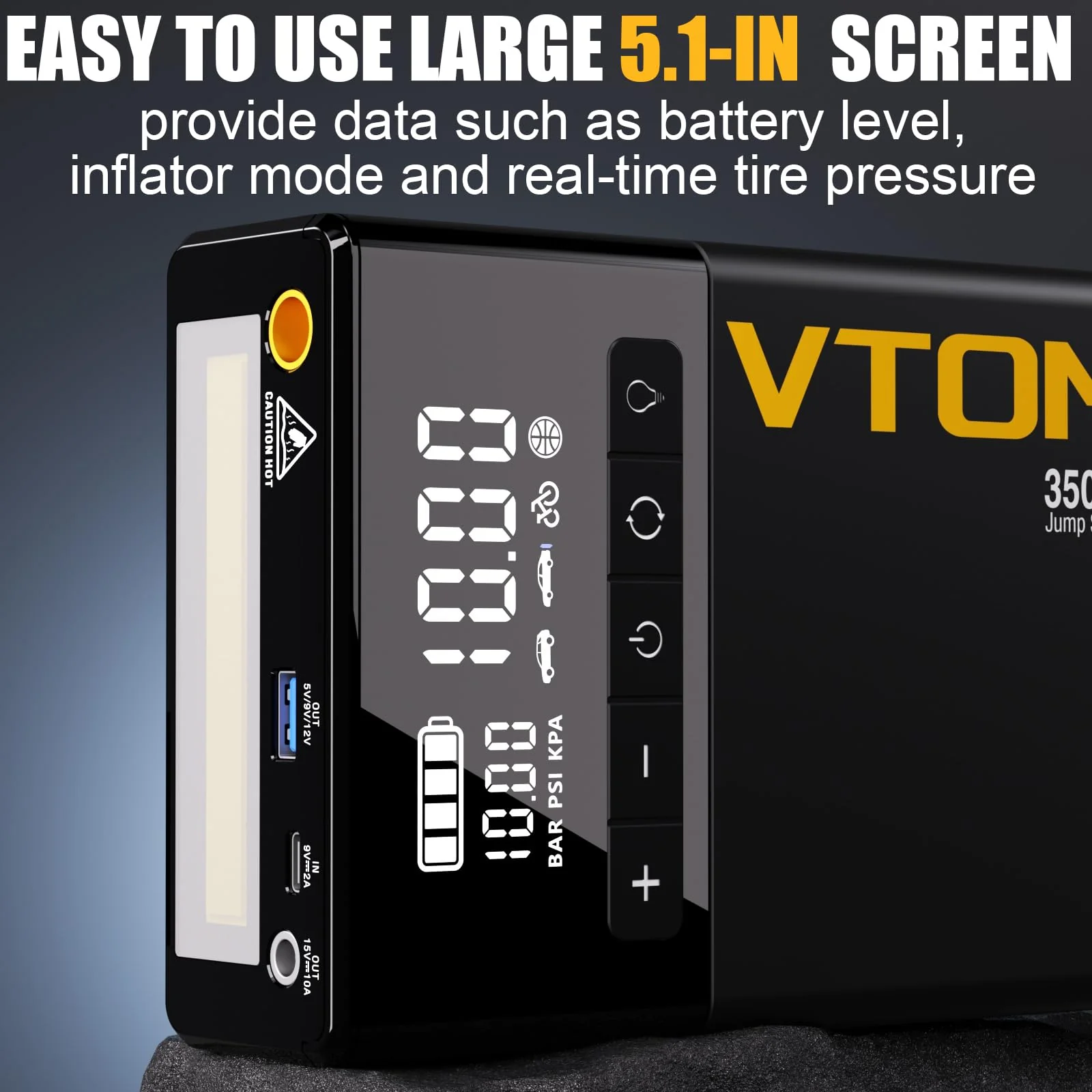 VTOMAN X5 Jump Starter with Air Compressor - Image 6