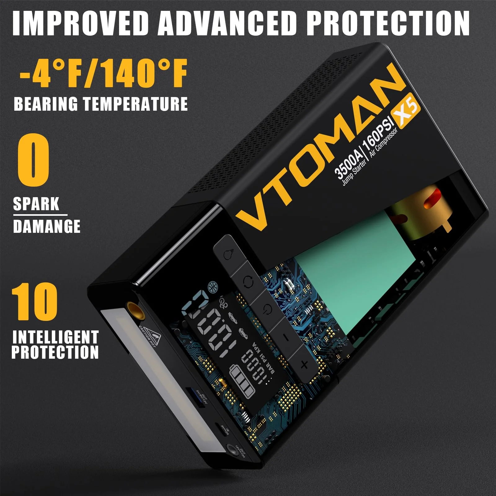VTOMAN X5 Jump Starter with Air Compressor - Image 7